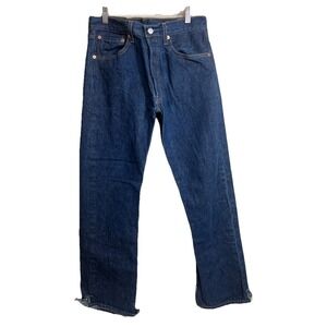 Levis 501‎ Jeans Men 32x32 Button Fly Dark Wash Y2K 01. Cuts In Legs For Boots